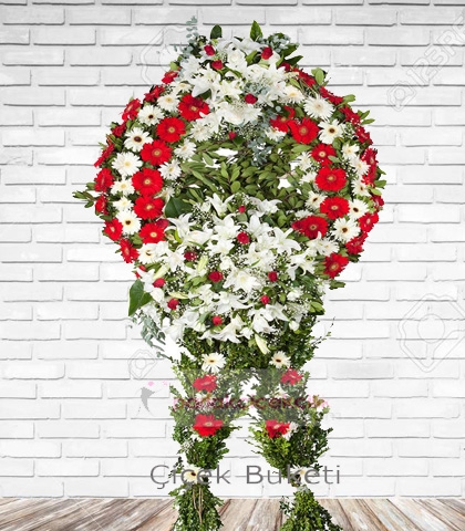 Cenaze Çelengi Kırmızı Beyaz Fatih 2